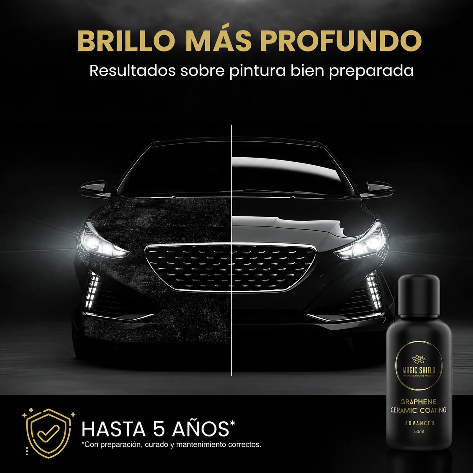 Comparación de brillo sobre pintura automotriz bien preparada