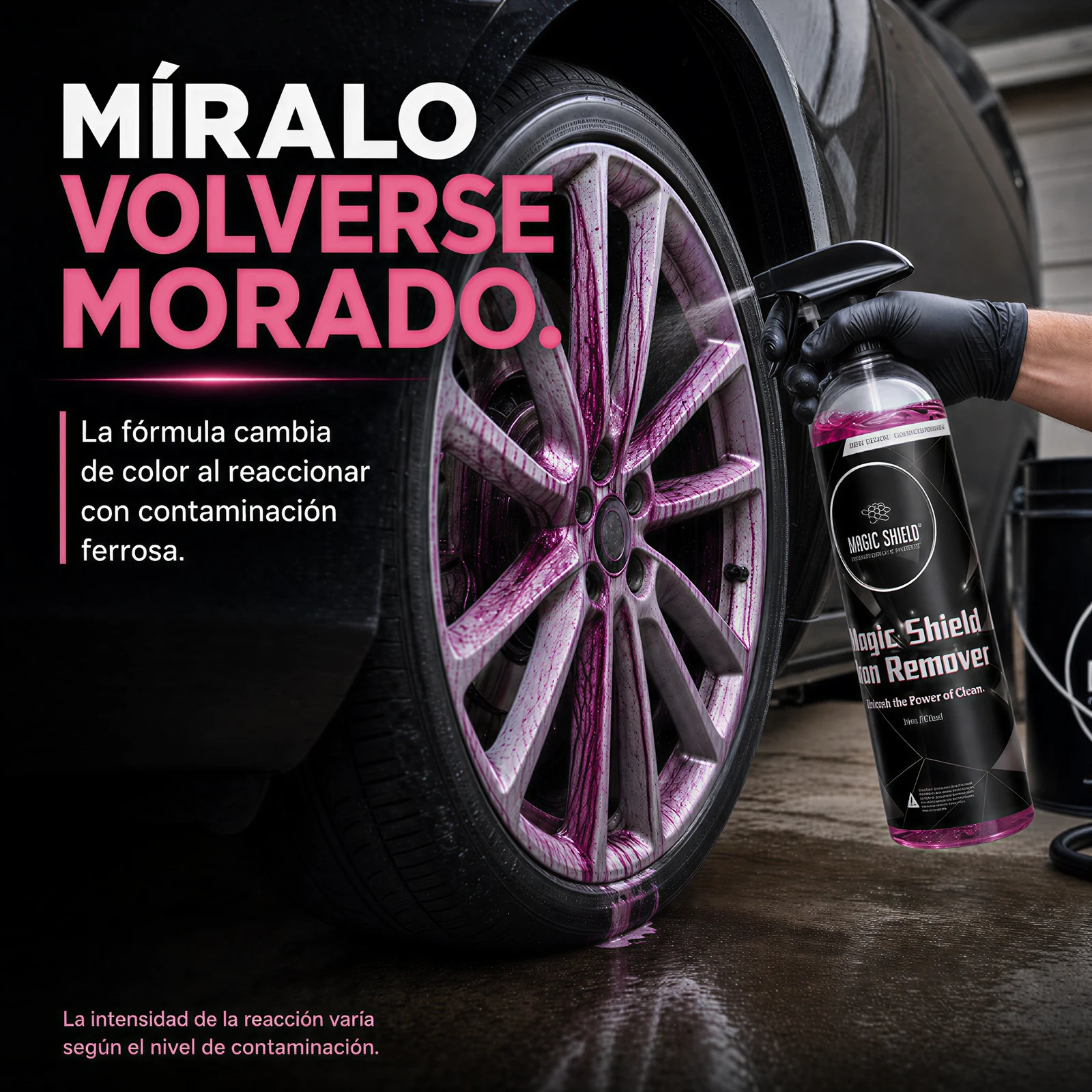 Reacción morada del removedor de hierro sobre contaminación férrica