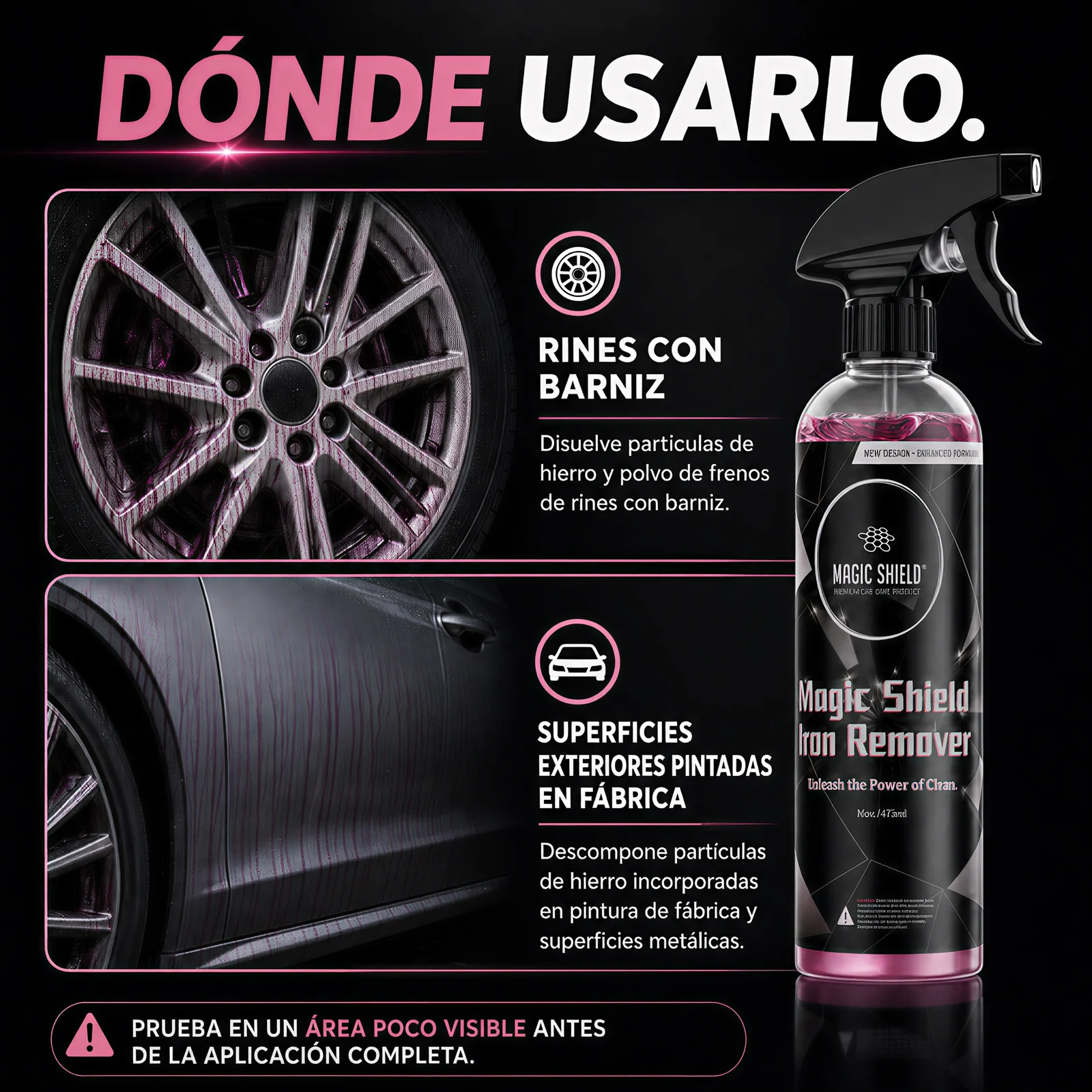 Uso de removedor de hierro en rines barnizados y pintura de fábrica