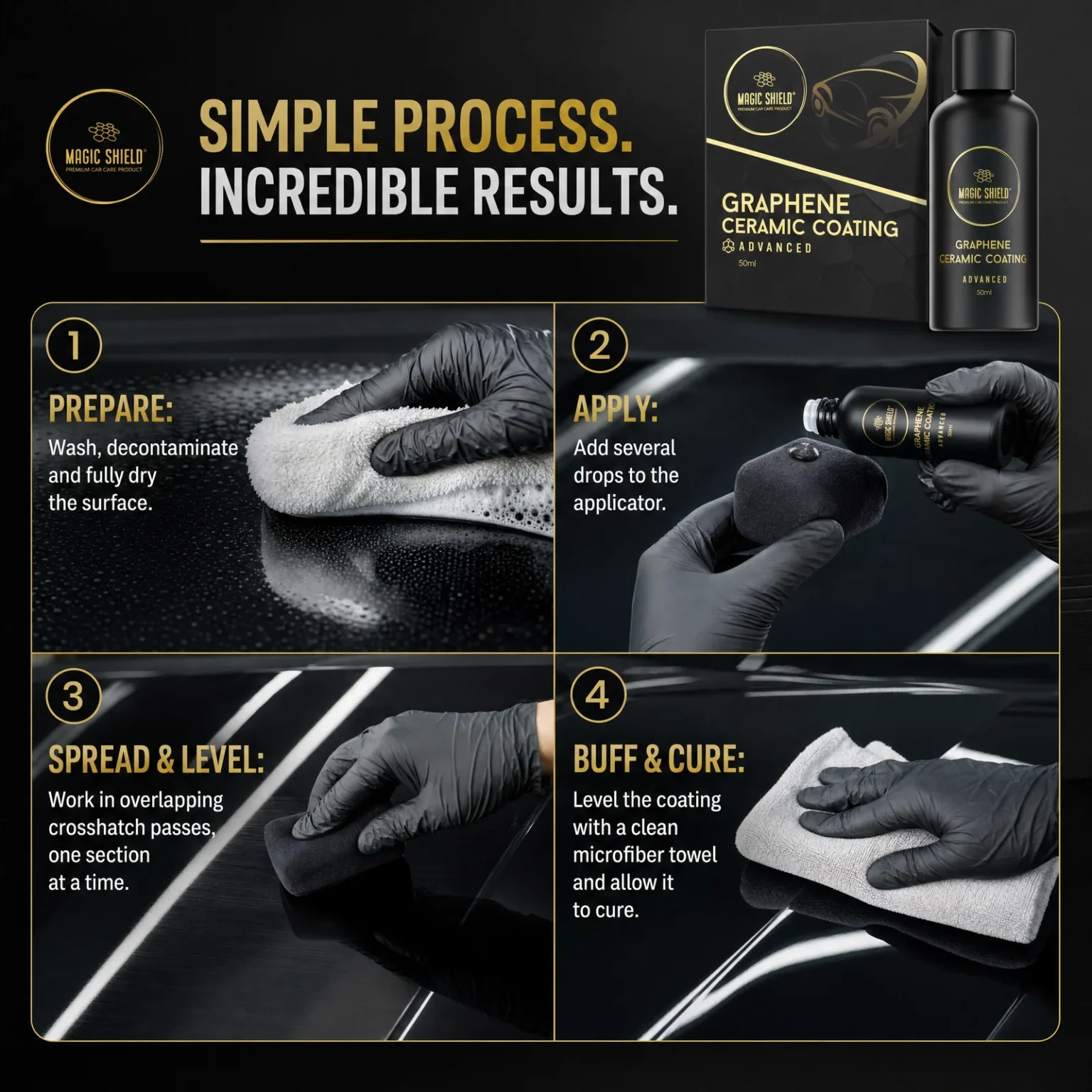 Four-step graphene ceramic coating application process