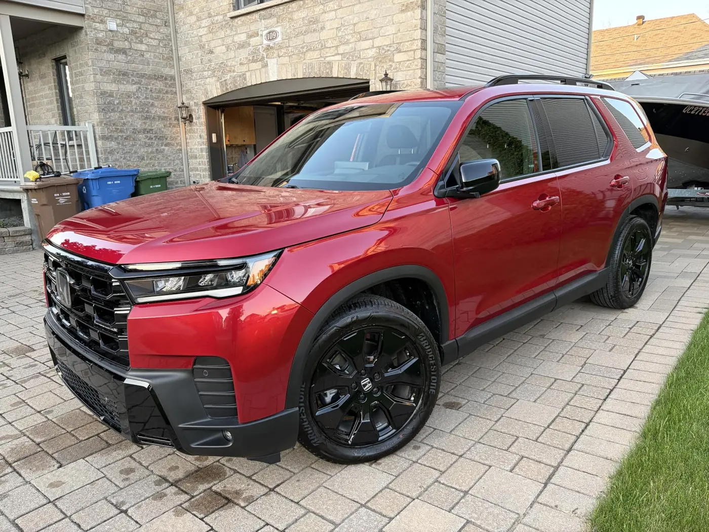 Amazon customer red SUV with a clean glossy finish